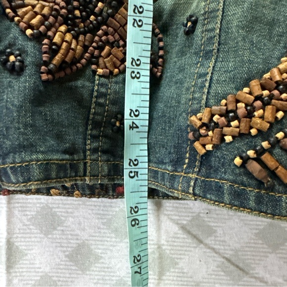Vintage Chicos Design Blue Denim Jean Jacket Beading Embroidery Sz 1 - Picture 6 of 9